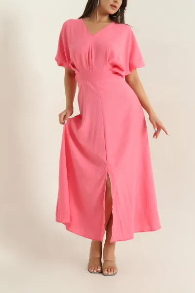 Pembe V Yaka Aerobin Kadın Elbise 369477