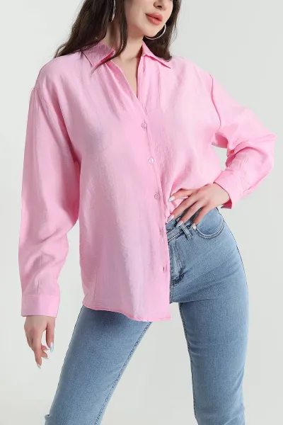 Pembe V Yaka Mango Kadın Gömlek 448782