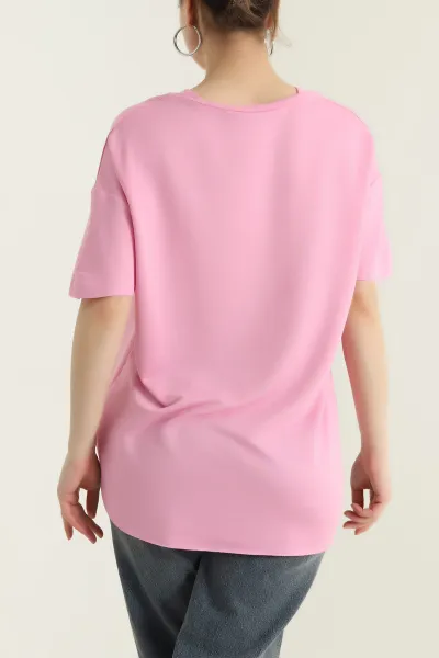 Pembe V Yaka Oval Kesim Oysho Kadın Bluz 433840