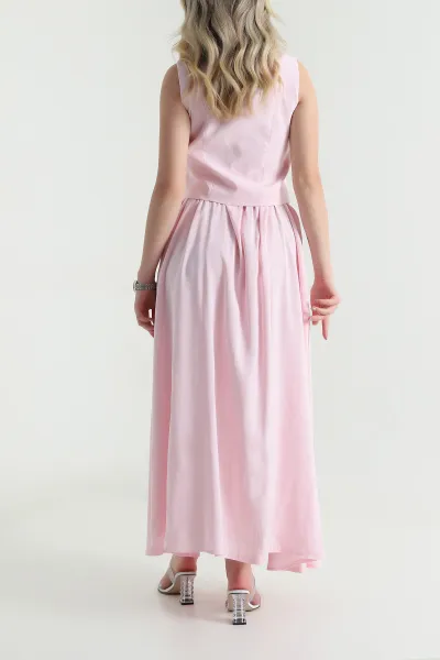 Pembe V Yaka Tencel Kadın İkili Takım 462587