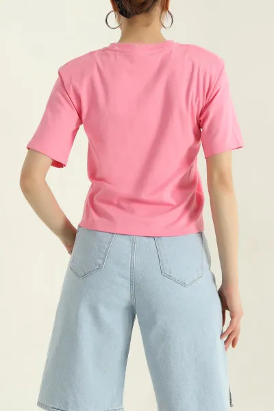 Pembe Vatkalı Süprem Kadın Tişört 364852