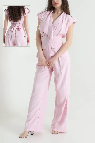 pembe-vatkali-yelek-pantolon-tasarim-kadin-ikili-takim-453323