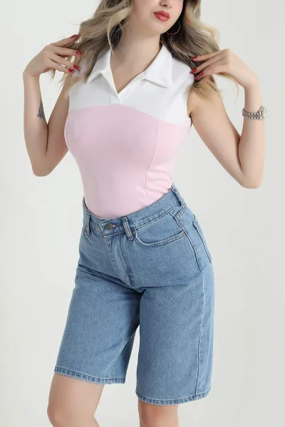 Pembe Yakalı Oysho Parçalı Kadın Bluz 471617