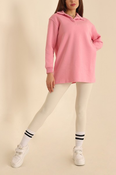 Pembe Yakalı Şardonlu Bayan Sweat 218368