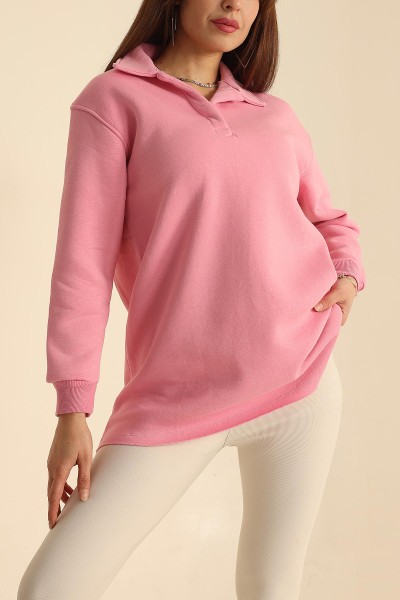 Pembe Yakalı Şardonlu Bayan Sweat 218368