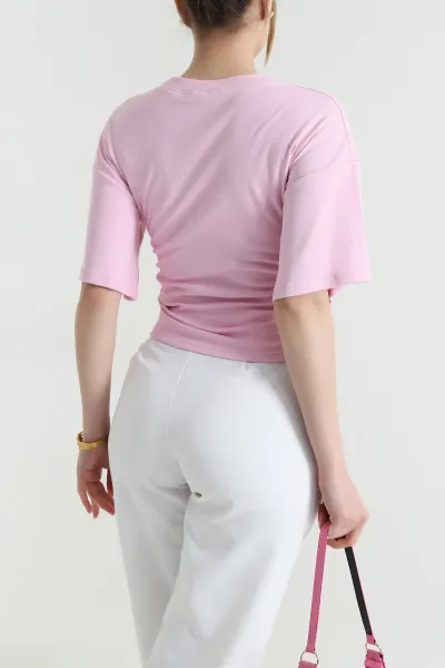 Pembe Yanı Büzgülü Kadın Bluz 451096