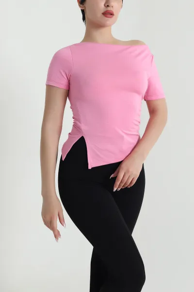 Pembe Yanı Büzgülü Kadın Bluz 465400