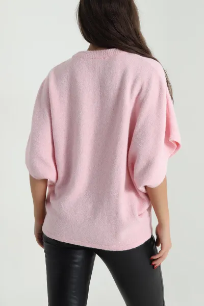 Pembe Yarasa Kol Kadın Triko Kazak 490248
