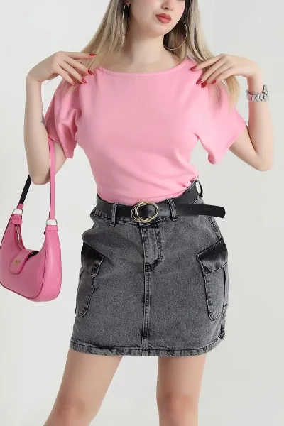 Pembe Yarasa Kol Modal Kadın Bluz 467738