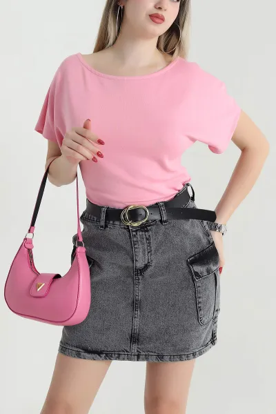 Pembe Yarasa Kol Modal Kadın Bluz 467738