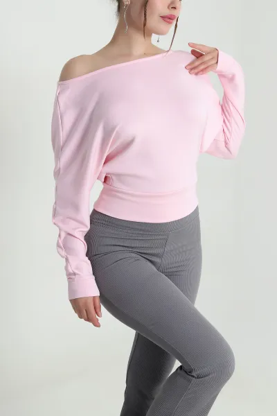 Pembe Yarasa Kol Modal Kadın Bluz 482799