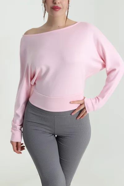 Pembe Yarasa Kol Modal Kadın Bluz 482799