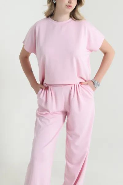 Pembe Yarasa Kol Şalvarlı Oysho Kadın İkili Takım 464790