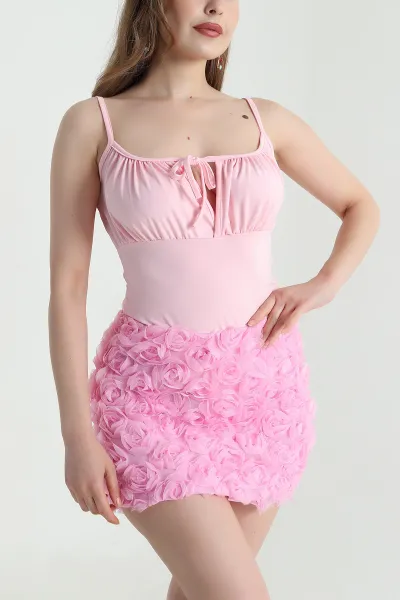 Pembe Yazlık Scuba Kadın Zıbın Bluz 469234