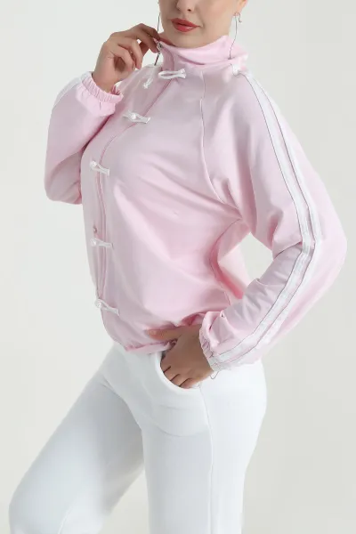 Pembe Yeni Sezon Fermuarlı Kadın Sweat Hırka 483225