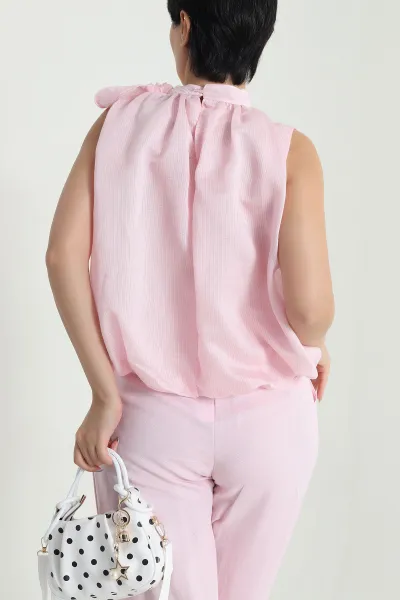 Pembe Yeni Sezon Kadın Çizgili Bluz 480517