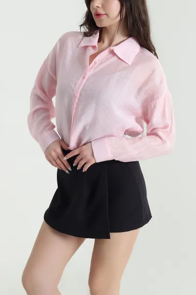 Pembe Yeni Sezon Kadın Tensel Gömlek 453799
