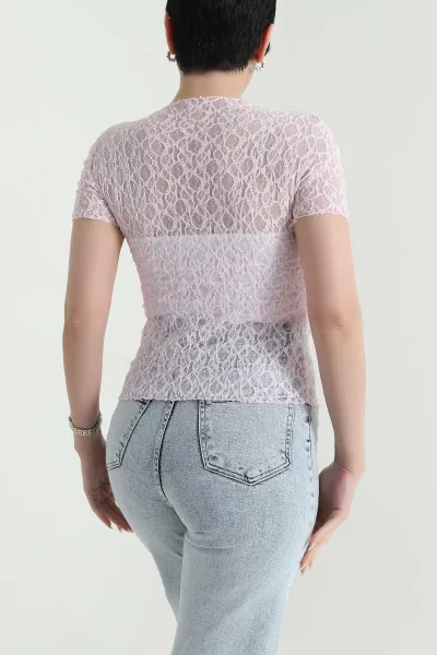 Pembe Yeni Sezon Kadın Tül Bluz 450872