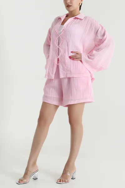 Pembe Yeni Sezon Keten Kadın İkili Takım 477828