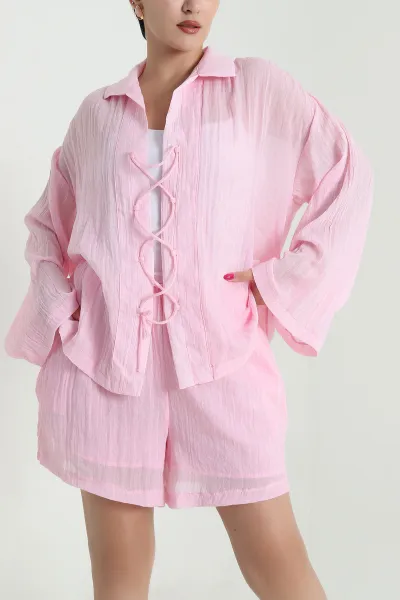 Pembe Yeni Sezon Keten Kadın İkili Takım 477828