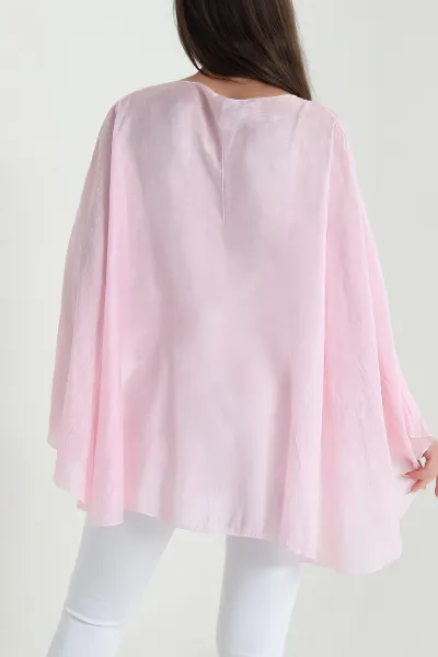 Pembe Yeni Sezon Tensel Kadın Panço Bluz 460250
