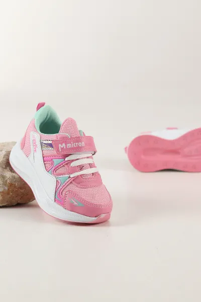 Pembe Yeşil ( 26 - 30 ) Cırt Bantlı Kız Çocuk Spor Ayakkabı 444604