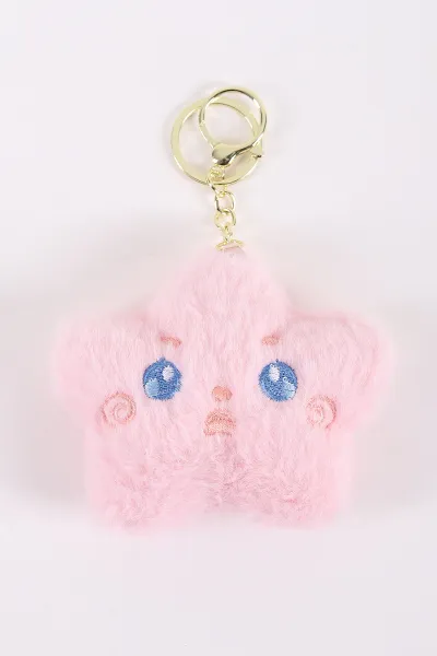 Pembe Yıldız Nakışlı Peluş Anahtarlık&Çanta Süsü 445925