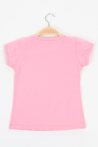 Pembe(1-4 Yaş)Taşlı Baskılı Kız Çocuk Tişört 120859