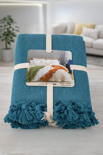 Petrol 200x230 Cm Bella Home Çift Kişilik Natural Tek Pike 434768