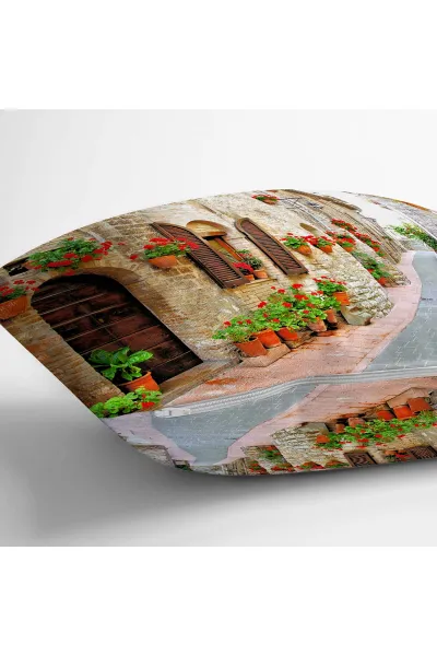 Kiremit 43x43 Dijital Baskılı Fermuarlı Modern Kırlent Kılıfı 272763