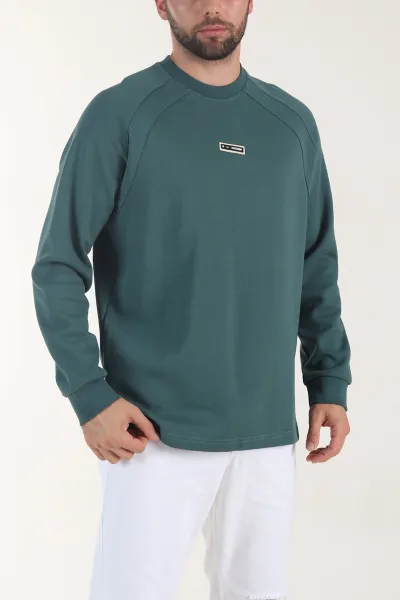 Petrol Bisiklet Yaka Erkek Sweatshirt 406593