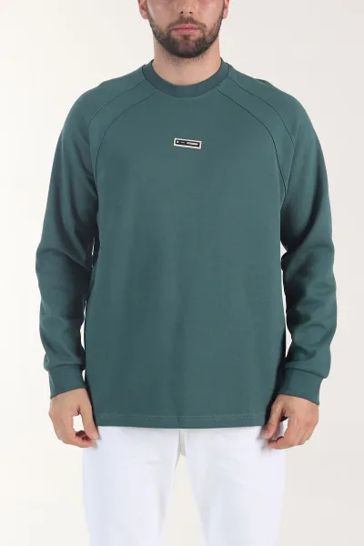 Petrol Bisiklet Yaka Erkek Sweatshirt 406593