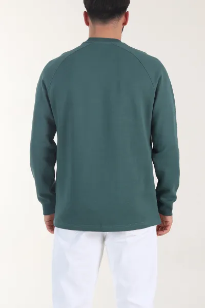 Petrol Bisiklet Yaka Erkek Sweatshirt 406593