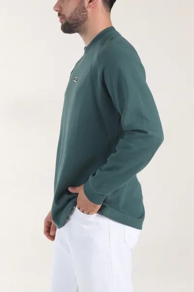 Petrol Bisiklet Yaka Erkek Sweatshirt 406593