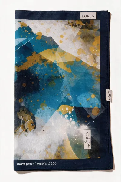 Petrol Mavisi 90x90 Cm Dijital Baskılı Nova Desen Soft Eşarp 498616