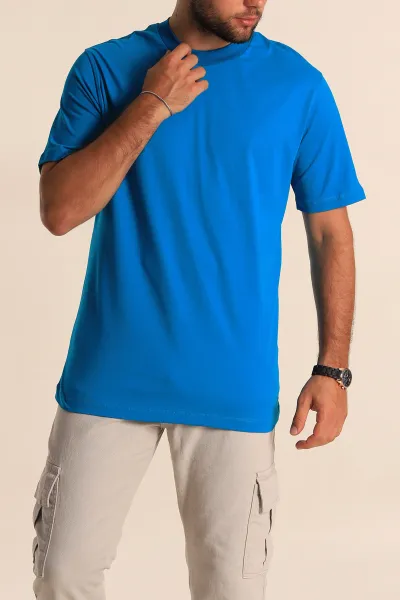 Petrol Mavisi Relaxed Fit Basic Erkek Tişört 279907
