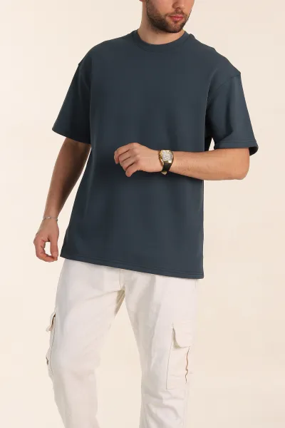petrol-oversize-double-face-kumas-basic-erkek-tisort-340529