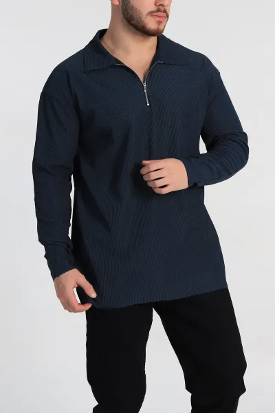 petrol-oversize-fitilli-doku-fermuarli-polo-yaka-sweatshirt-324399