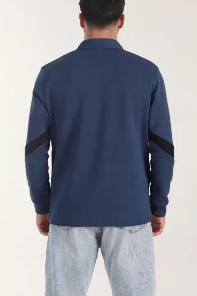 Petrol Polo Yaka Erkek Sweatshirt 406883
