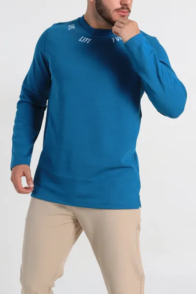 Petrol Regular Fit Baskı Detaylı Erkek Sweatshirt 305844