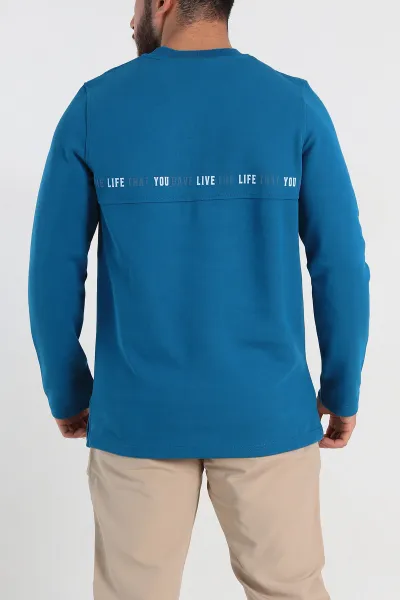 Petrol Regular Fit Baskı Detaylı Erkek Sweatshirt 305844