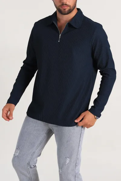 Petrol Regular Fit Fitilli Doku Polo Yaka Sweatshirt 299827