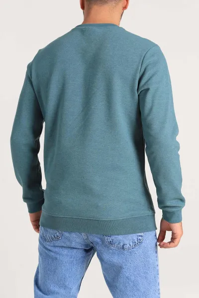 Petrol Regular Fit İnterlok Kumaş Pike Doku Basic Erkek Sweatshirt 305432