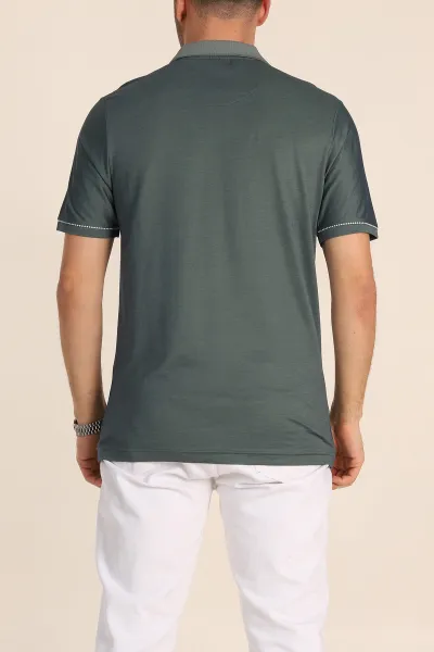Petrol Regular Fit V Patlı Polo Yaka Erkek Tişört 349811
