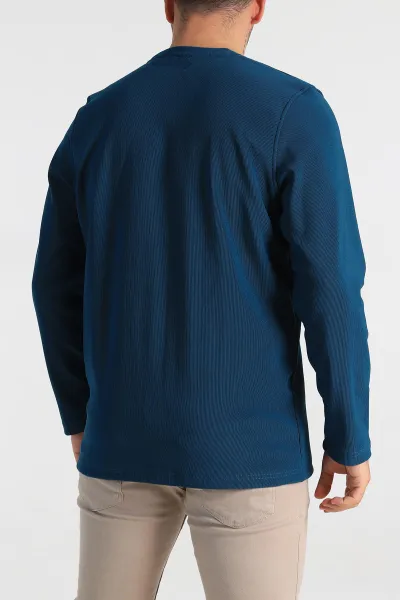 Petrol Regular Fit Yazı Detay Erkek Sweatshirt 305883