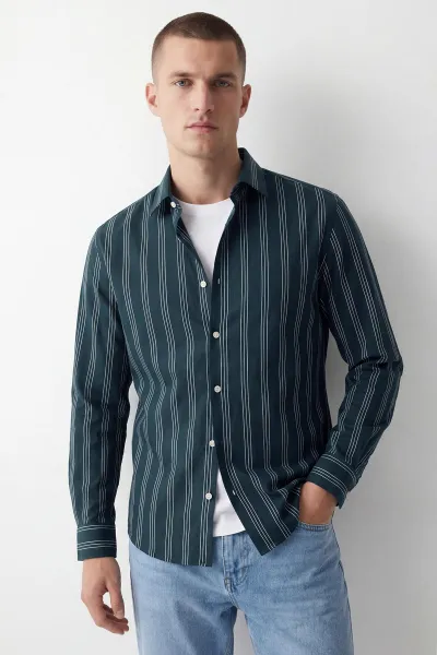 petrol-relaxed-fit-cizgili-erkek-gomlek-435785