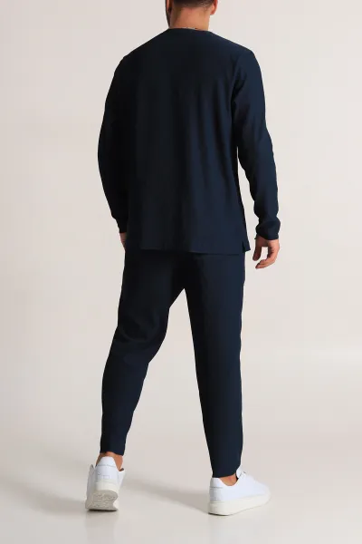 Petrol Relaxed Fit Fitilli Dokulu Erkek Eşofman Takımı 300072