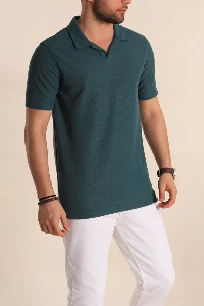 Petrol Slim Fit Polo Yaka Erkek Tişört 262906