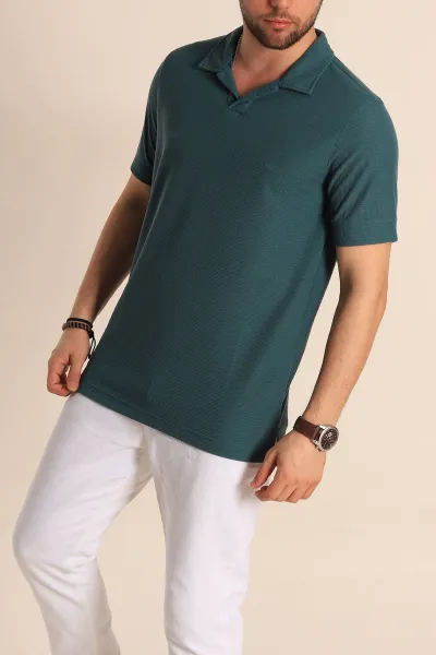 Petrol Slim Fit Polo Yaka Erkek Tişört 262906