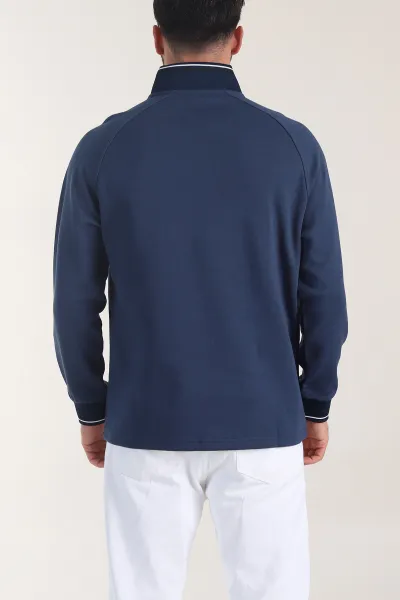 Petrol Yarım Fermuarlı Dik Yaka Erkek Sweatshirt 406951